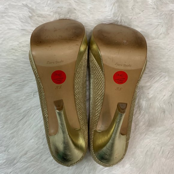 Zara Gold Heels with Bow Detail - Picture 7 of 8